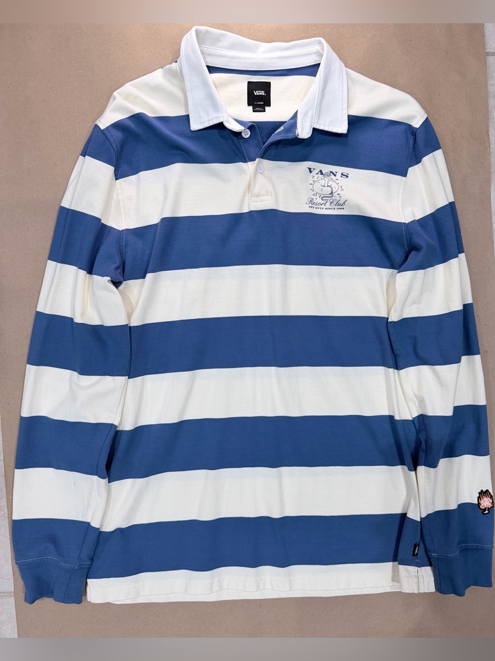 Vans Sport Club Rugby Shirt – Men’s XL Blue/White Striped Long Sleeve